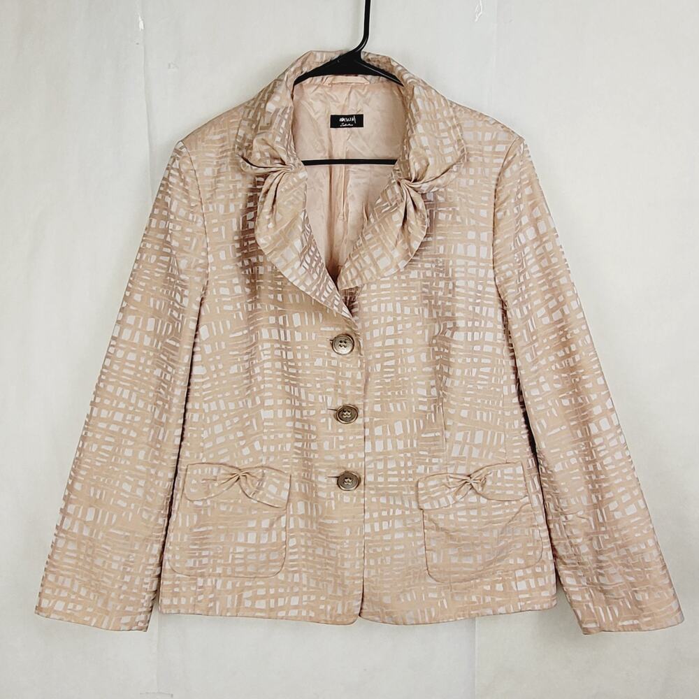 Basler pink satin jacquard dress blazer jacket Size 44 EU/ 12 US Old Money Retro